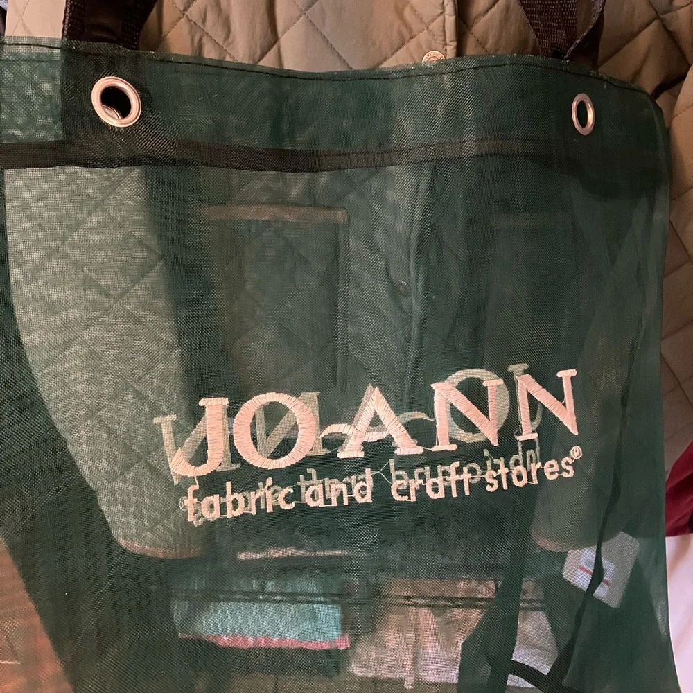 Green Mesh JoAnn Fabrics Shopping Tote Bag - Picture 2 of 7